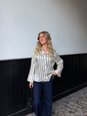 NORA SKJORTE - HVID/BLÅ